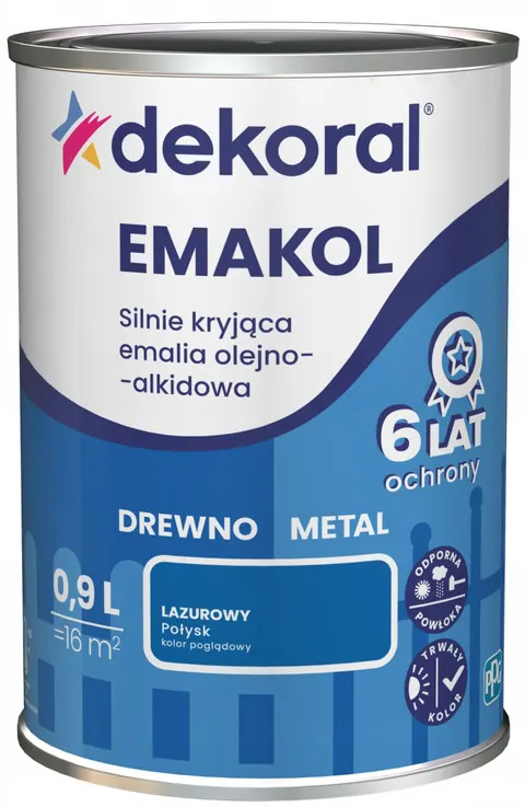 DEKORAL Emalia EMAKOL Strong lazurowy połysk 0,9 L
