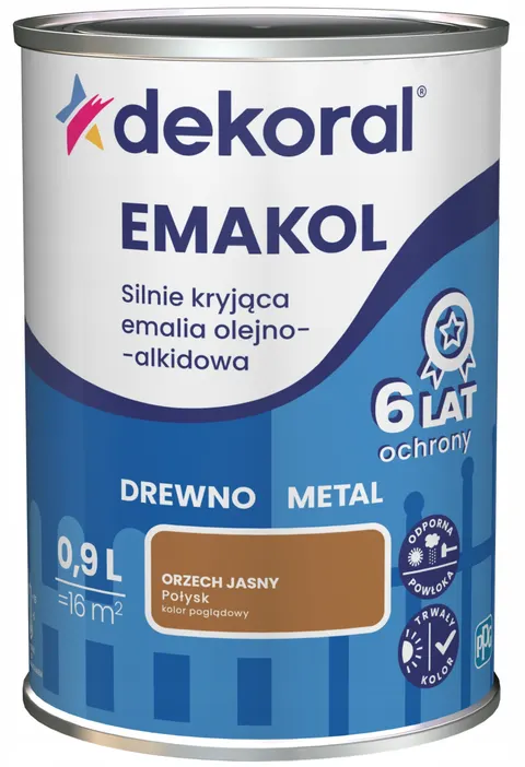 DEKORAL Emalia EMAKOL Strong orzech jasny połysk 0,9 L