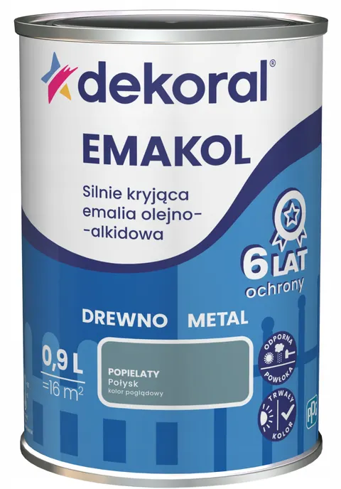 DEKORAL Emalia EMAKOL Strong popielaty połysk 0,9 L