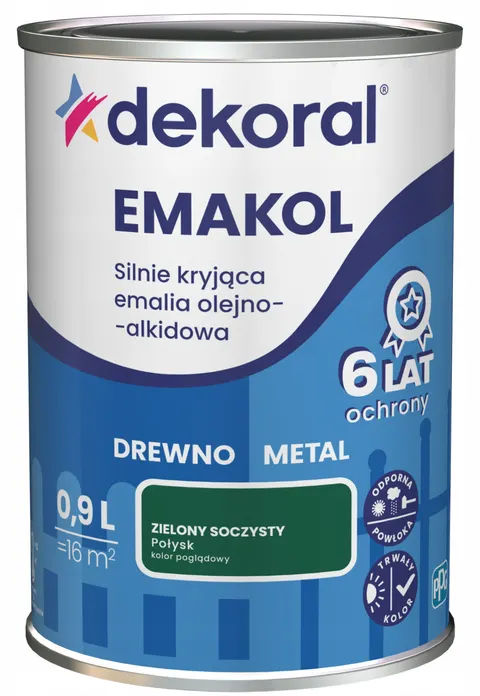 DEKORAL Emalia EMAKOL Strong zielony soczysty połysk 0,9 L