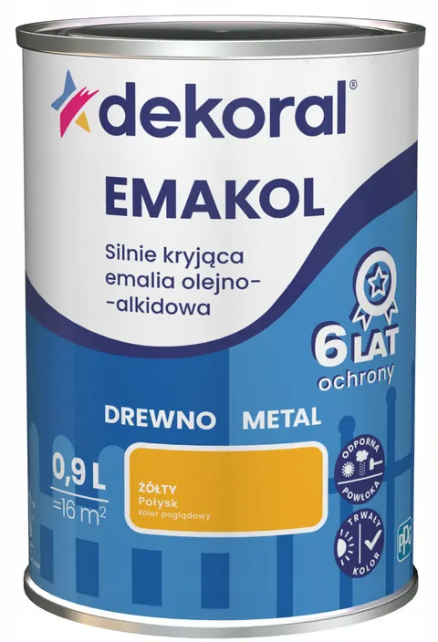 DEKORAL Emalia EMAKOL Strong żółty połysk 0,9 L
