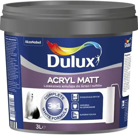 Dulux ACRYL emulsja Lateksowa farba Biała MATT 3L