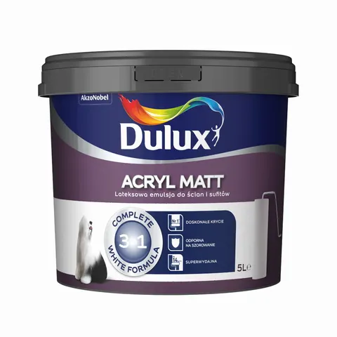 Dulux ACRYL emulsja Lateksowa farba Biała MATT 5L