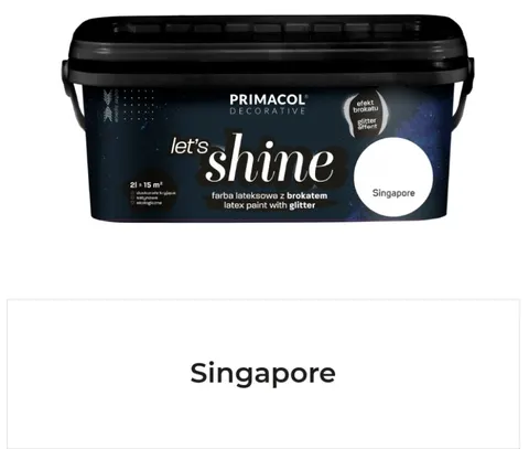 PRIMACOL DECORATIVE Farba Let's shine 2 l Singapur - Farba z brokatem