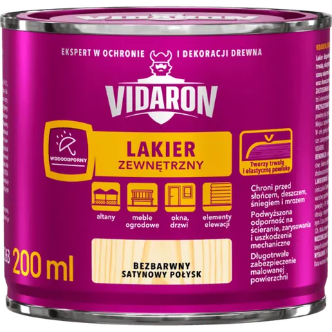 VIDARON Lakier zewnętrzny satynowy połysk 0,2 l