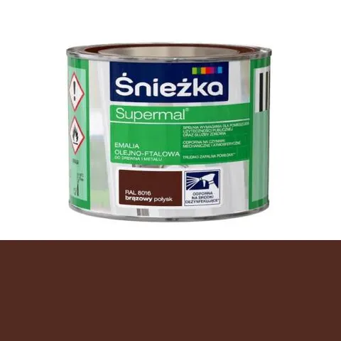 ŚNIEŻKA SUPERMAL Emalia olejno-ftalowa brązowy połysk RAL8016 0,2L