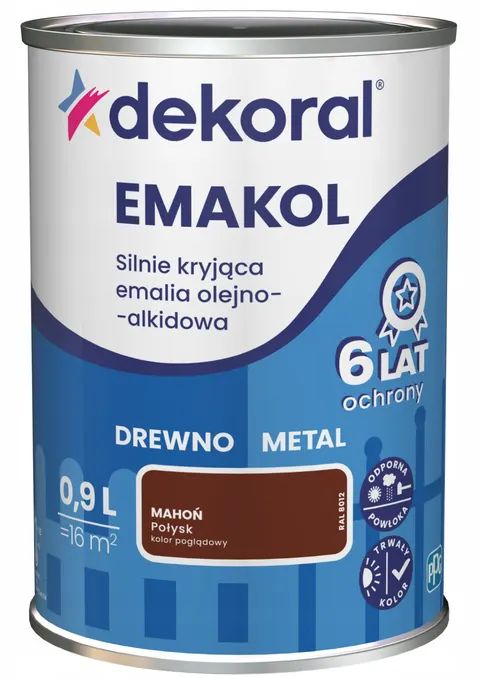 DEKORAL Emalia EMAKOL Strong mahoń połysk 0,9L
