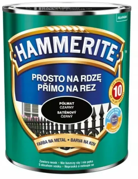 HAMMERITE Farba na rdzę Półmat Czarny 0,7 l