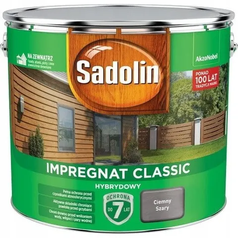 Sadolin Impregnat Classic Hybrydowy Ciemny Szary 9L