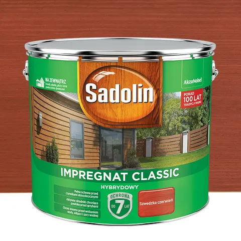 Sadolin Impregnat Classic Hybrydowy Szwedzka Czerwień 9L