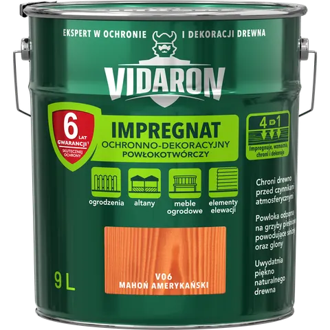 VIDARON Impregnat ochronny powłokotwórczy V06 mahoń amerykański 9L