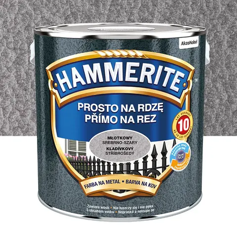 Farba Hammerite Prosto Na Rdzę – efekt młotkowy srebrno-szary 2,5L