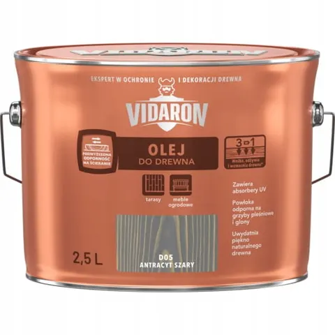 VIDARON Olej do Drewna Antracyt Szary D05 2,5L