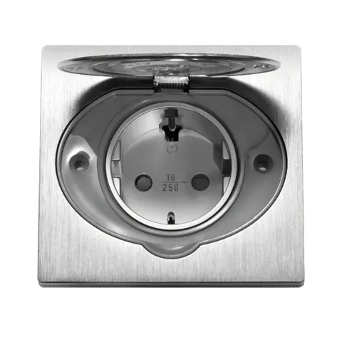 Gniazdo elektryczne, hermetyczne, dopuszkowe, IP44, stal nierdzewna, wersja Schuko