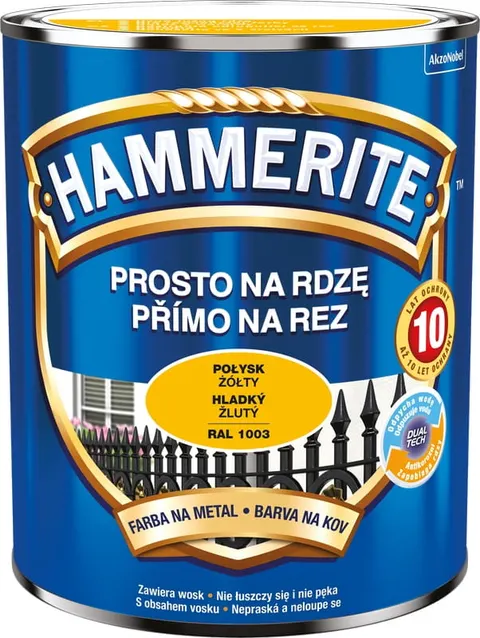 HAMMERITE Farba na rdzę Połysk Żółty 2,5L