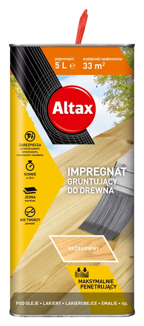 Altax Impregnat Gruntujący do Drewna Bezbarwny 5L
