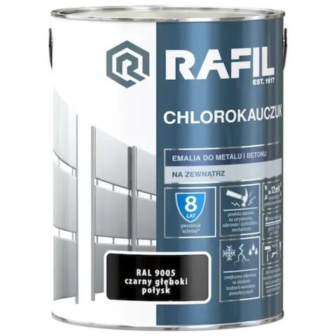 RAFIL Emalia Chlorokauczukowa czarny głęboki połysk RAL9005 5L