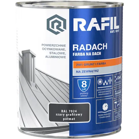 Rafil RADACH farba na dach 2w1 szary grafitowy półmat RAL7024 0,75L