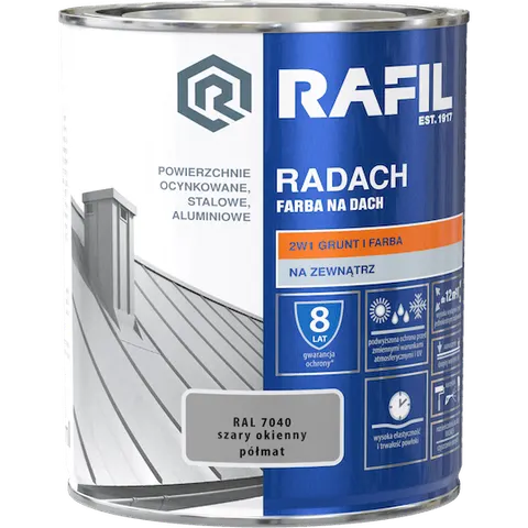Rafil RADACH farba na dach 2w1 szary okienny półmat RAL7040 0,75l