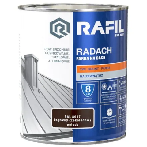 Rafil RADACH farba na dach 2w1 brązowy czekoladowy połysk RAL8017 5L