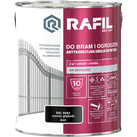 RAFIL Do Bram i Ogrodzeń 3L Czarny RAL 9005 MAT