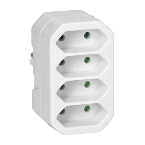 Rozgałęźnik 4x2P euro, biały