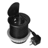 Gniazdo meblowe O6cm wpuszczane w blat z pokrywką, ładowarką USB i przewodem 1,9m, 1x2P+Z (Schuko), 1xUSB (typ C; 20W), czarne