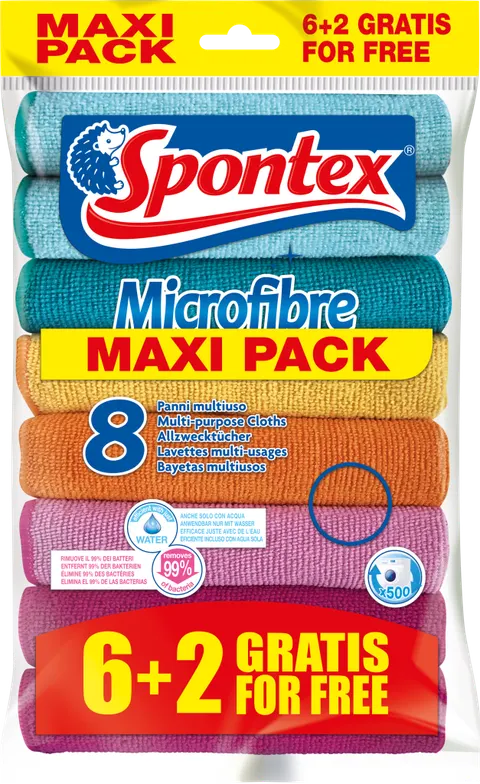 Spontex Microfibre 6+2 Maxi Pack Ściereczki z microfibry
