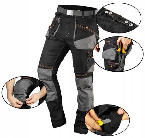 NEO TOOLS Spodnie robocze HD SLIM z paskiem, rozmiar L