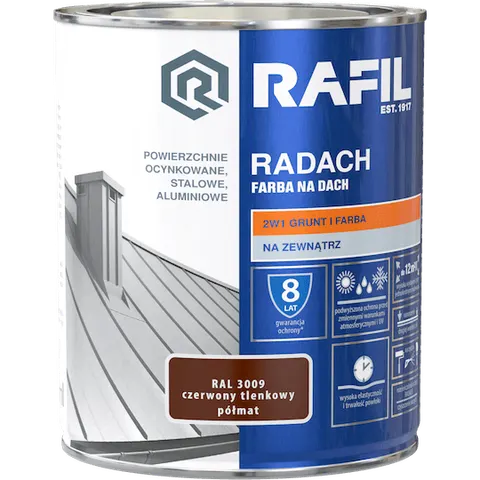 Rafil RADACH farba na dach 2w1 czerwony tlenkowy półmat RAL3009 0,75L