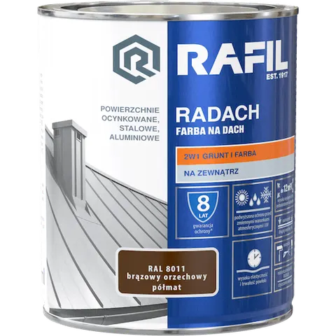 Rafil RADACH farba na dach 2w1 brązowy orzech półmat RAL8011 0,75L