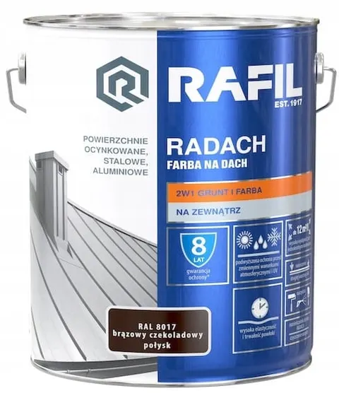 Rafil RADACH farba na dach 2w1 brązowy czekoladowy półmat RAL8017 5L