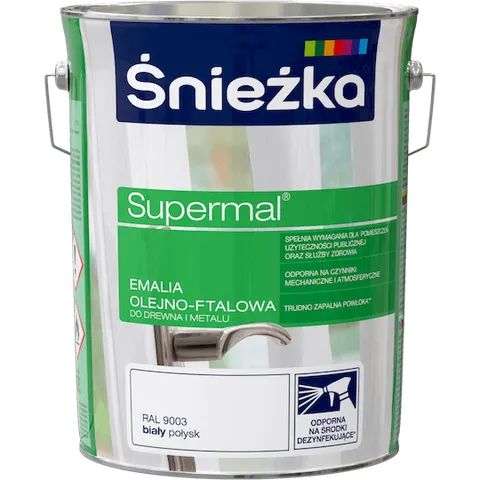 ŚNIEŻKA SUPERMAL Emalia olejno-ftalowa biały połysk RAL9003 5L