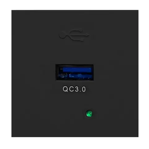 NOEN USBQ, port modułowy 45x45mm z ładowarką USB quick charge 3A/5V; 2A/9V; 1,5A/12V, czarny