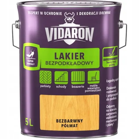 VIDARON Lakier Bezpodkładowy bezbarwny półmat 5L