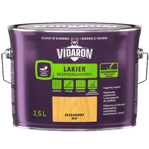 VIDARON Lakier Bezpodkładowy bezbarwny mat 2,5L