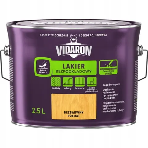VIDARON Lakier Bezpodkładowy bezbarwny półmat 2,5L