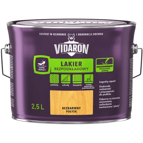 VIDARON Lakier Bezpodkładowy bezbarwny połysk 2,5L