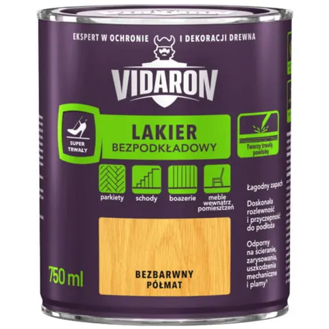 VIDARON Lakier Bezpodkładowy bezbarwny półmat 0,75L