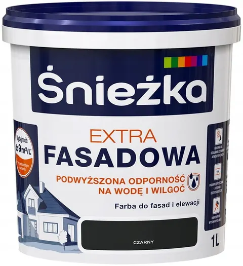 ŚNIEŻKA Farba elewacyjna Extra Fasadowa czarna 1L