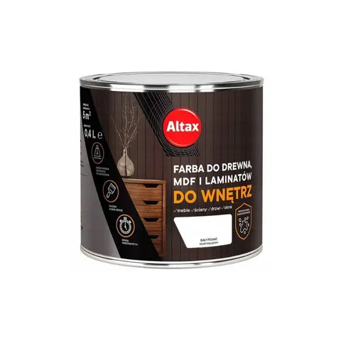 ALTAX Farba do drewna, MDF i laminatów 0,4L biały półmat