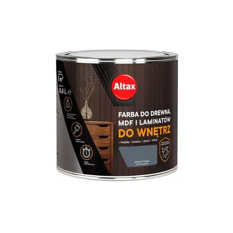 ALTAX Farba do drewna, MDF i laminatów 0,4L antracyt półmat