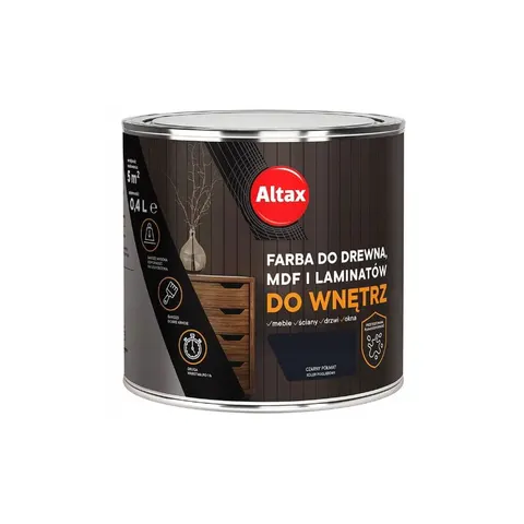 ALTAX Farba do drewna, MDF i laminatów 0,4L czarny półmat