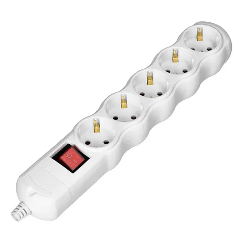 Rozgałęźnik z wyłącznikiem 5x2P+Z Schuko, biały
