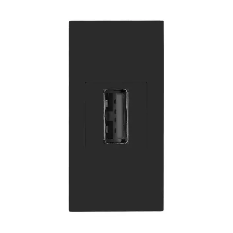 NOEN USB data, gniazdo modułowe 22,5x45mm USB data 2.0, przelotka, czarne