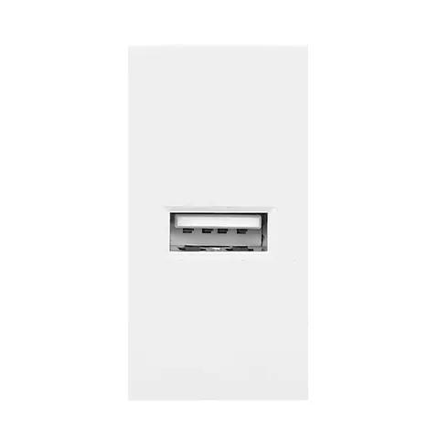 NOEN USB, port modułowy 22,5x45mm z ładowarką USB, 2,1A 5V DC, biały