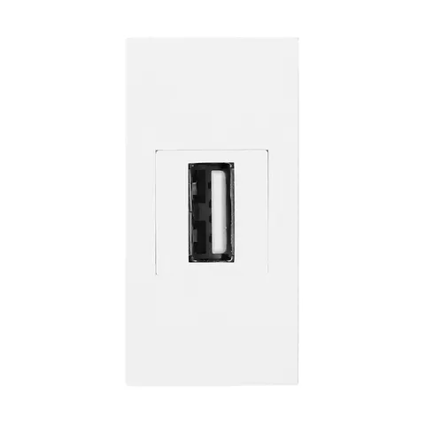 NOEN USB data, gniazdo modułowe 22,5x45mm USB data 2.0, przelotka, białe