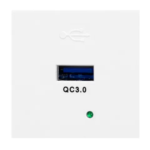 NOEN USBQ, port modułowy 45x45mm z ładowarką USB quick charge 3A/5V; 2A/9V; 1,5A/12V, biały
