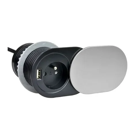 DESIGN LIGHT Slide Box gniazdo meblowe z USB, aluminium