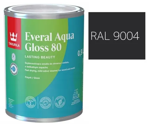 TIKKURILA Everal Aqua Gloss 80 farba do drewna i metalu 0,9L baza C
